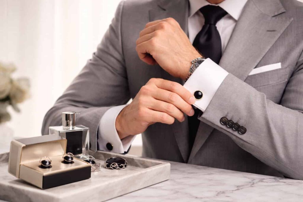 Hombre poniéndose unos gemelos